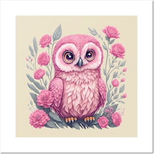 Cute Pink Owl 5 Posters and Art